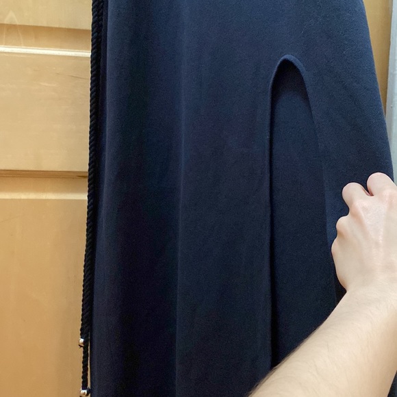 NWT NISSE Elbise Dragon maxi slit tank Dress side lace cutout ropes Navy Blue - Picture 15 of 17